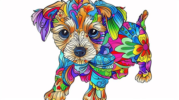 Arte de colorir cães bebês para crianças