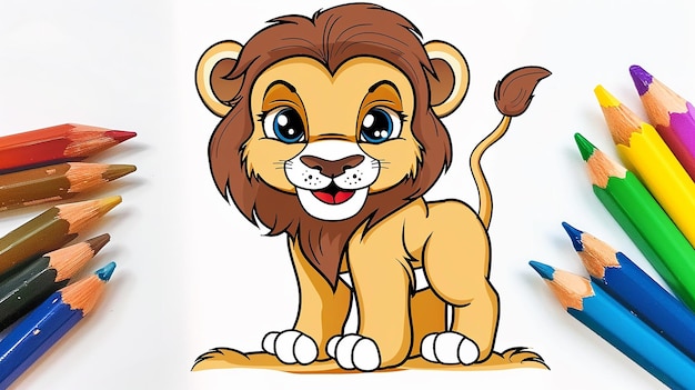 Arte de colorir leão bebê para crianças