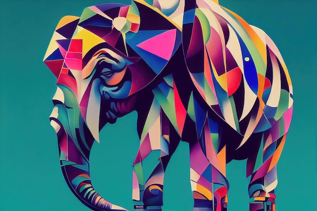 Arte de cor abstrata de elefante