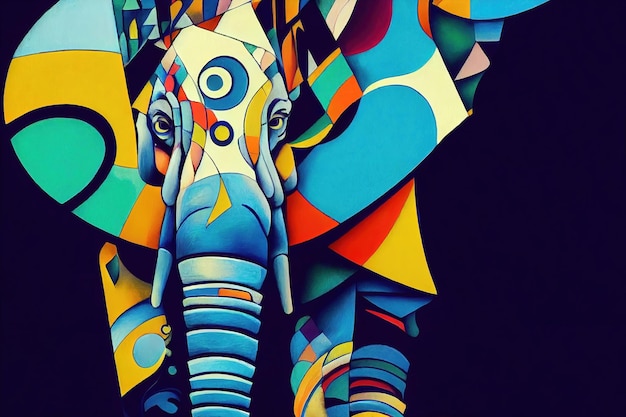 Arte de cor abstrata de elefante