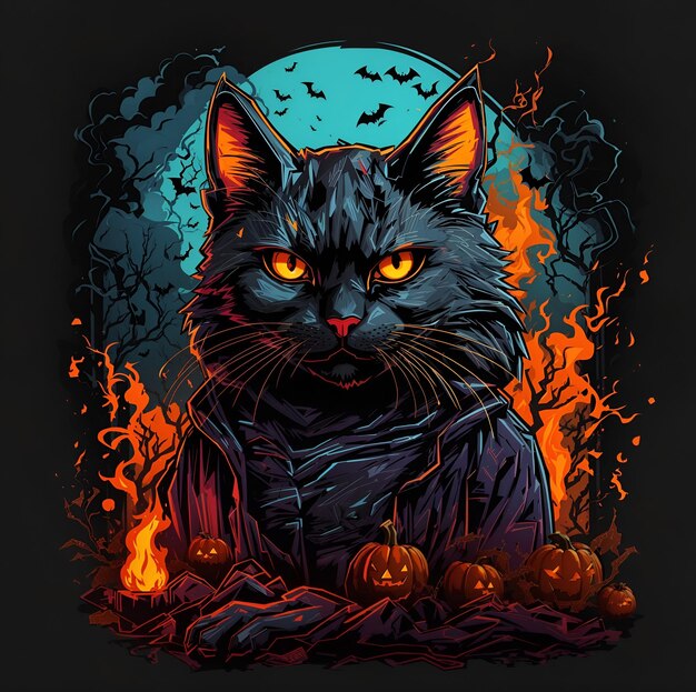 arte de design de fundo de halloween gato preto