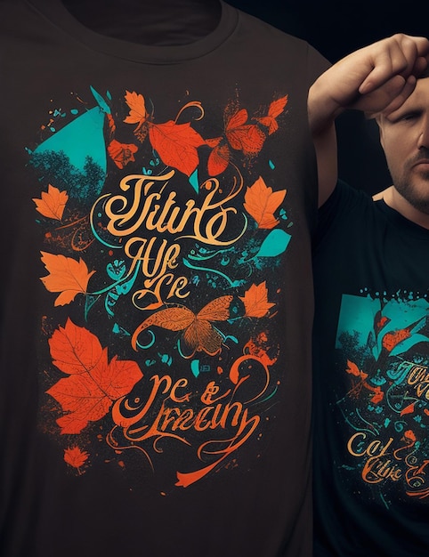 Arte de design gráfico de camisetas, incluindo designs de tipografia