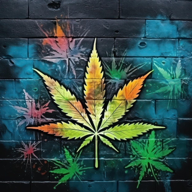 Foto arte de folhas de maconha de cannabis ia generativa