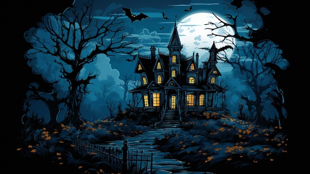 arte de fundo de Halloween abóbora fantasia incrível ai gerado ilustração