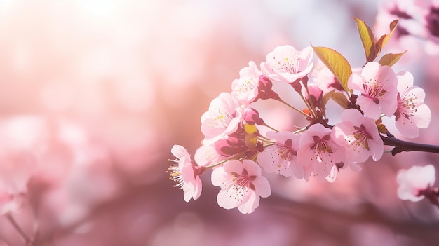 Arte de fundo de primavera com flor rosa