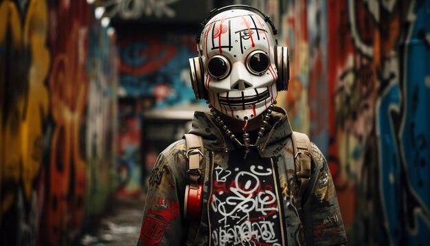 Arte de graffiti cyberpunk no estilo de Banksy