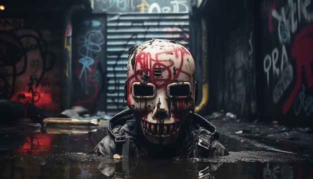 Arte de graffiti cyberpunk no estilo de Banksy