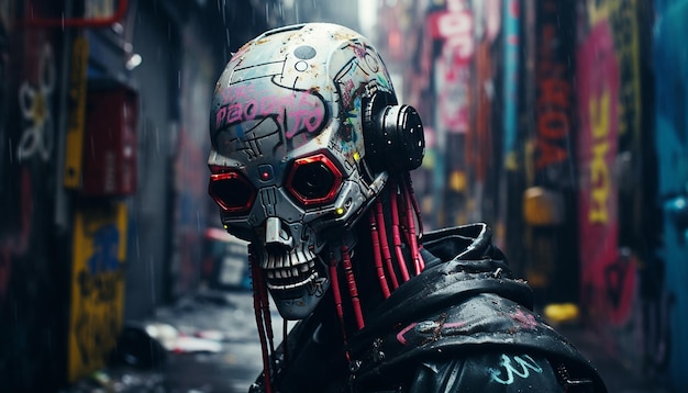 Arte de graffiti cyberpunk no estilo de Banksy