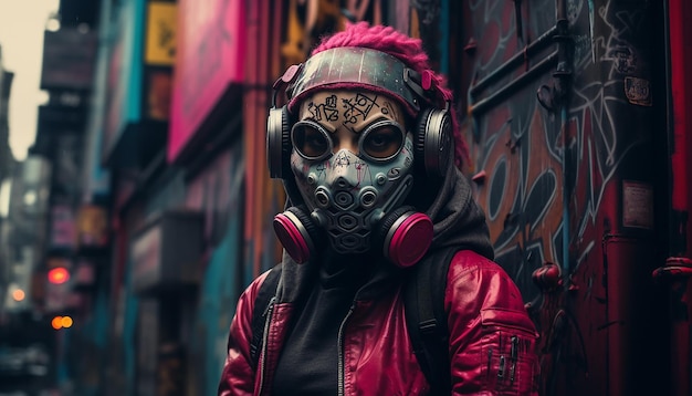 Arte de graffiti cyberpunk no estilo de Banksy