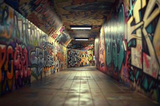 Arte de graffiti vibrante adornando as muralhas da cidade