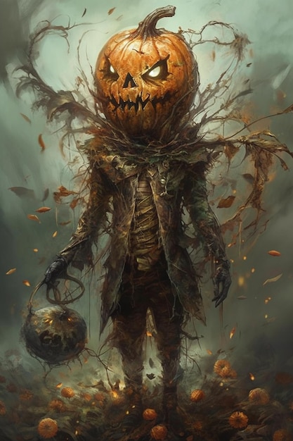 Arte de Halloween da série a cabeça de abóbora