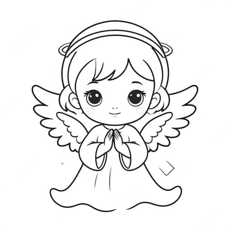 Foto arte de linha de anjo muito bonita fundo branco
