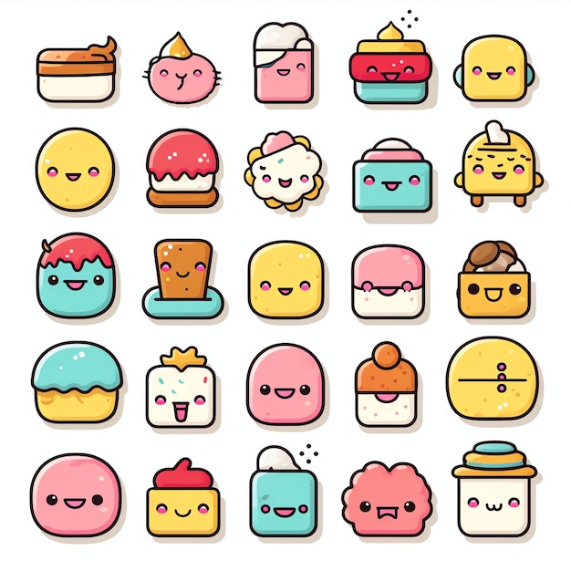 Arte de linha de emoji kawaii