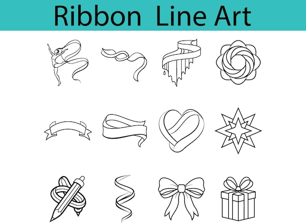 Arte de Linha de Fita Elementos decorativos para design