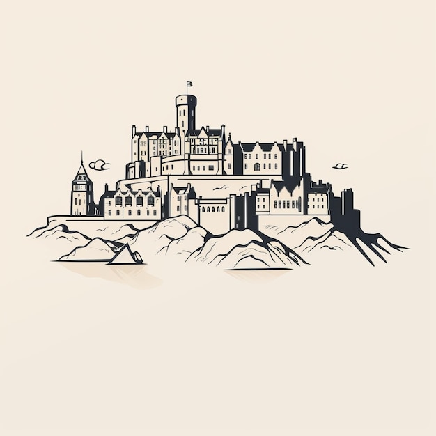 Arte de Linha Minimalista do Castelo de Stirling