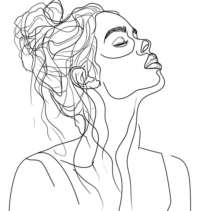 Foto arte de linha minimalista elegante de uma mulher em perfil