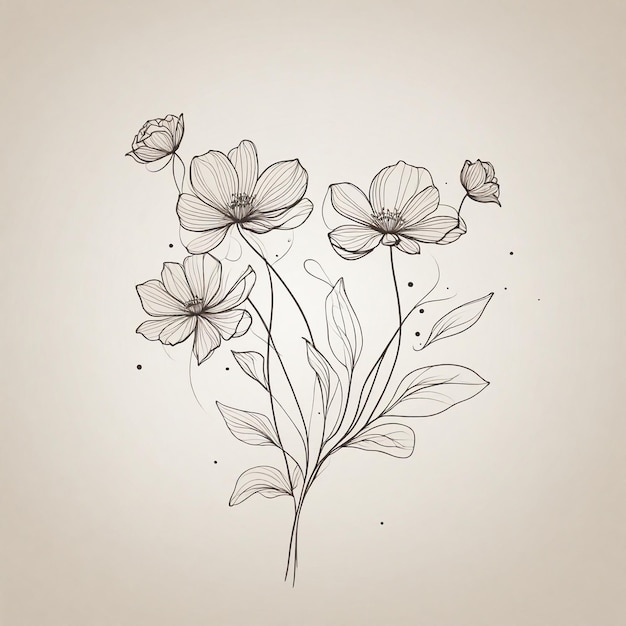 Foto arte de linha simples e minimalista desenho de flores