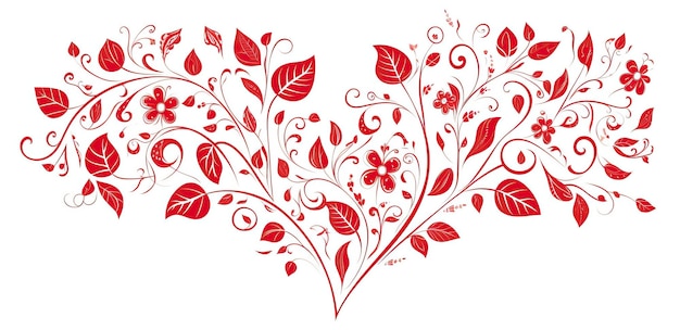 arte de linha única de coração vermelho em fundo branco no estilo de charme ingênuo elementos caprichosos