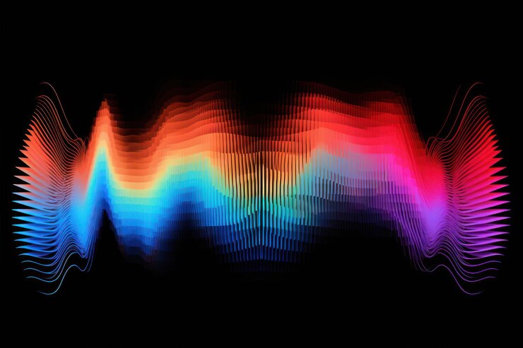 Foto arte de luz com padrão de onda sonora