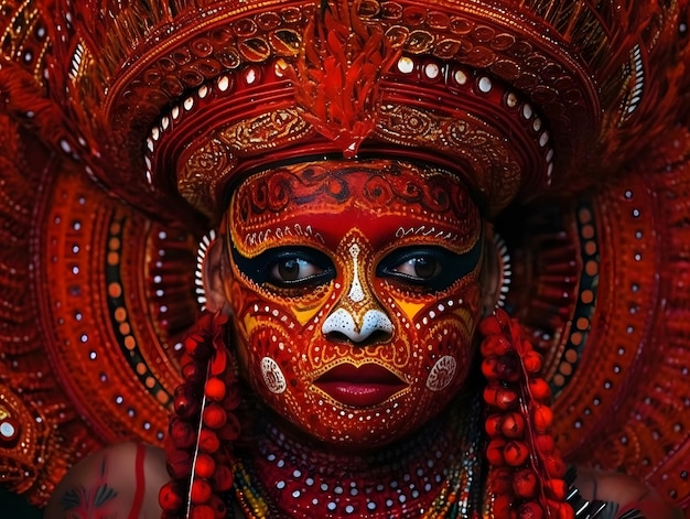 Arte de maquiagem tradicional de rosto Theyyam de papéis de parede de Kerala Índia