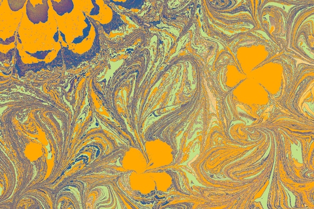 Arte de marmoreio Ebru com padrões de flores Modelo de plano de fundo abstrato