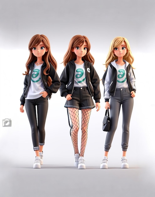 Arte de moda em 3D para raparigas