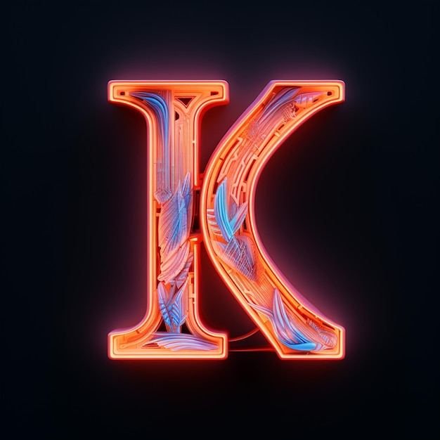 Foto arte de neon com a letra k