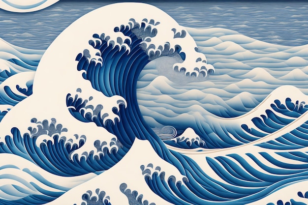 Foto arte de ondas japonesas