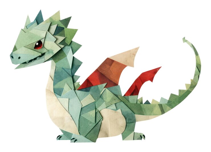 Foto arte de origami de papel de dragão de png