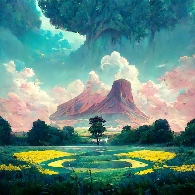 Arte de paisagem estilo anime