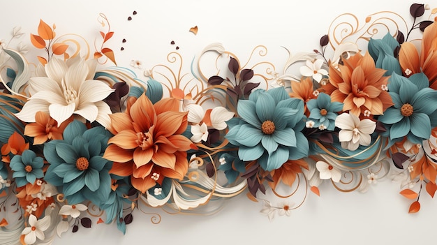 Arte de papel floral ornamentada com tons de outono