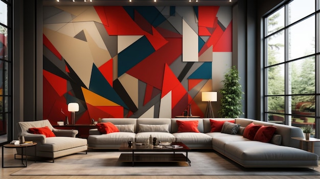 Arte de parede geométrica moderna design de interiores de sala de estar