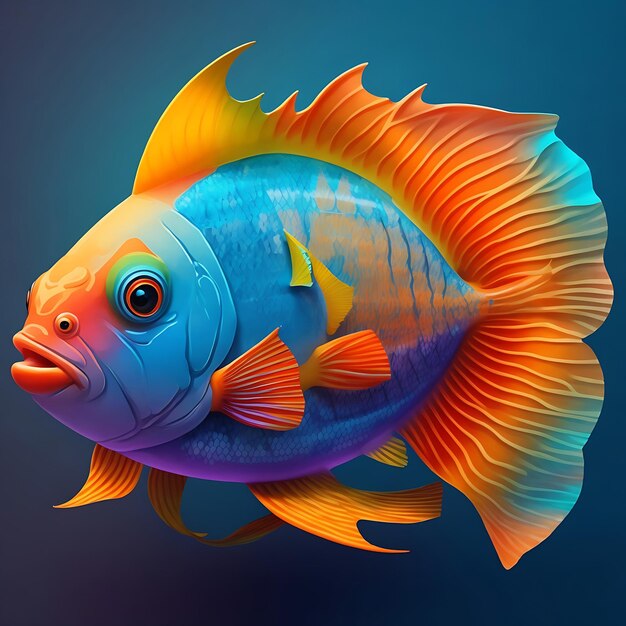 Arte de peixes de cores brilhantes Desenho único em tons vívidos perfeito para vibrante e atraente