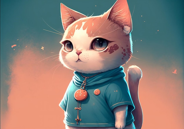 Pintura De Ilustração Digital Criativa Com Personagem De Gato