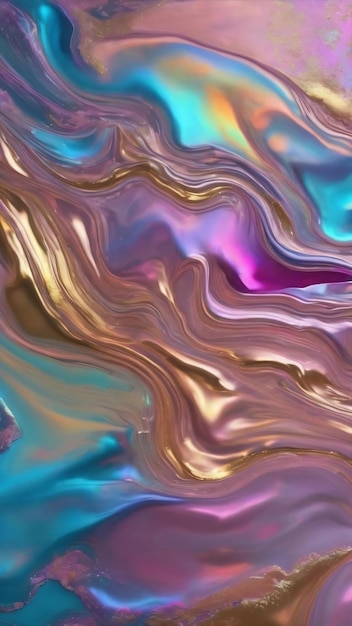 Arte de pintura iridescente de folha holográfica de fundo de cor pastel