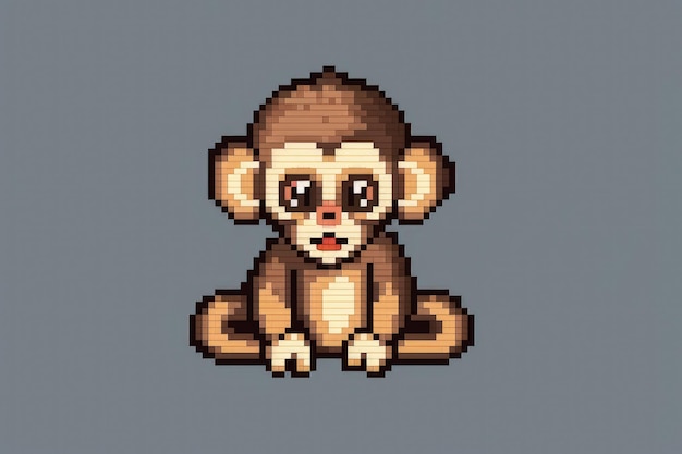 Arte de pixel de macaco de desenho animado