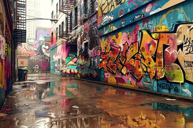 Arte de rua vibrante adornando as muralhas da cidade