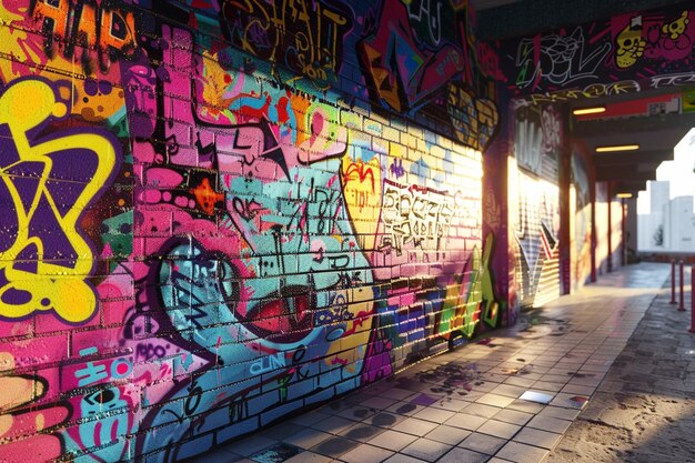 Arte de rua vibrante decorando as paredes urbanas