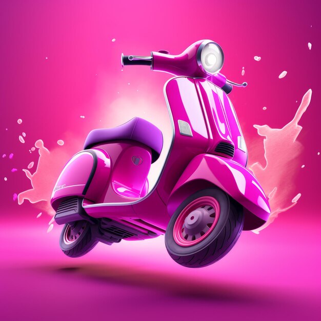 Foto arte de scooter rosa vibrante com estilo zbrush e unreal engine 5