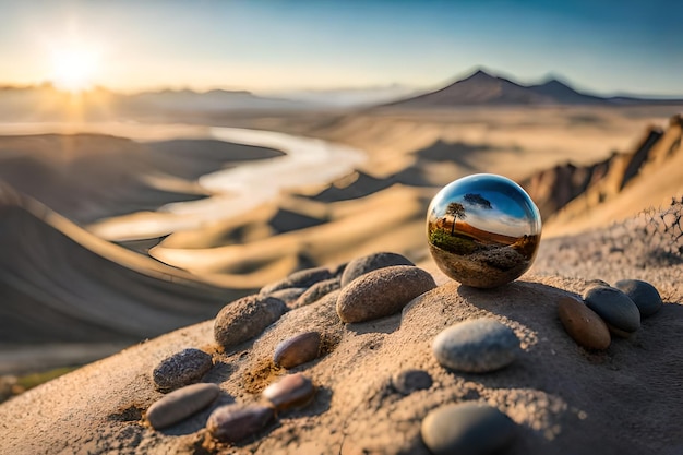 arte de seixos relaxante em paisagem natural