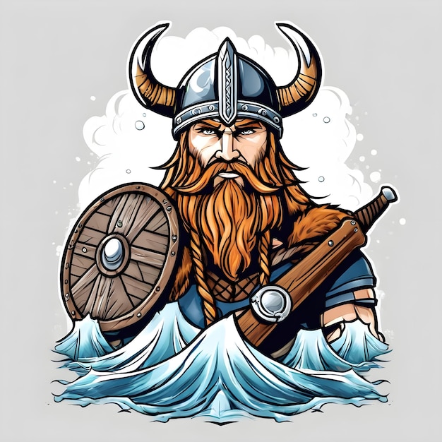 arte de um modelo de ilustração vetorial de guerreiro viking adequado para design de logotipo de camiseta