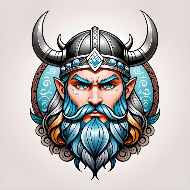 Foto arte de um modelo de ilustração vetorial de guerreiro viking adequado para design de logotipo de camiseta