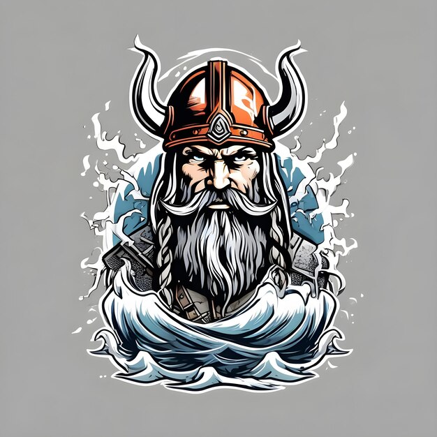 Foto arte de um modelo de ilustração vetorial de guerreiro viking adequado para design de logotipo de camiseta