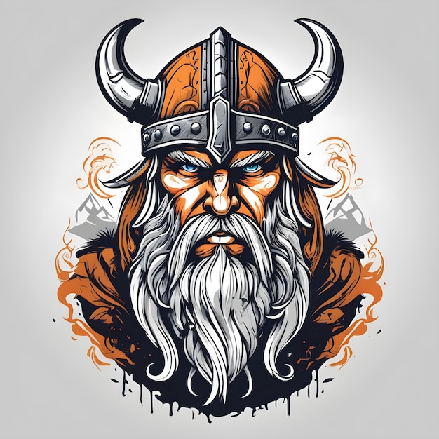 arte de um modelo de ilustração vetorial de guerreiro viking adequado para design de logotipo de camiseta