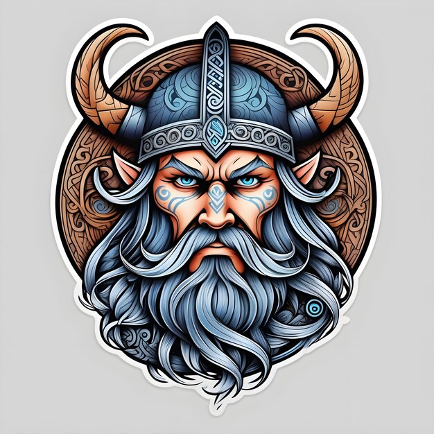 Foto arte de um modelo de ilustração vetorial de guerreiro viking adequado para design de logotipo de camiseta