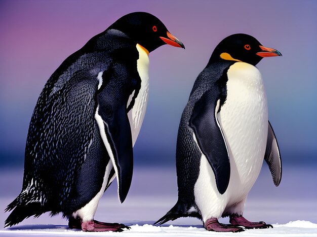 Arte detallado de pingüinos de calidad en la Antártida