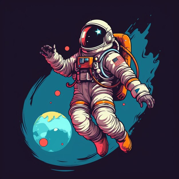 arte de dibujos animados de ilustración de astronauta