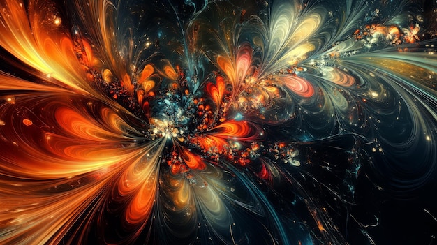Arte digital abstracto explorando la belleza caótica de la física de partículas