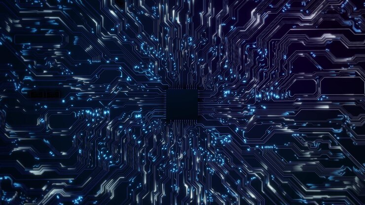 Arte digital abstracto de un ojo futurista con visualización de datos