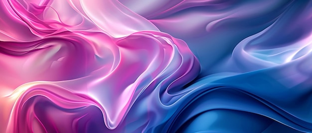 Arte digital abstracto vibrante con curvas rosas y azules para uso de diseño